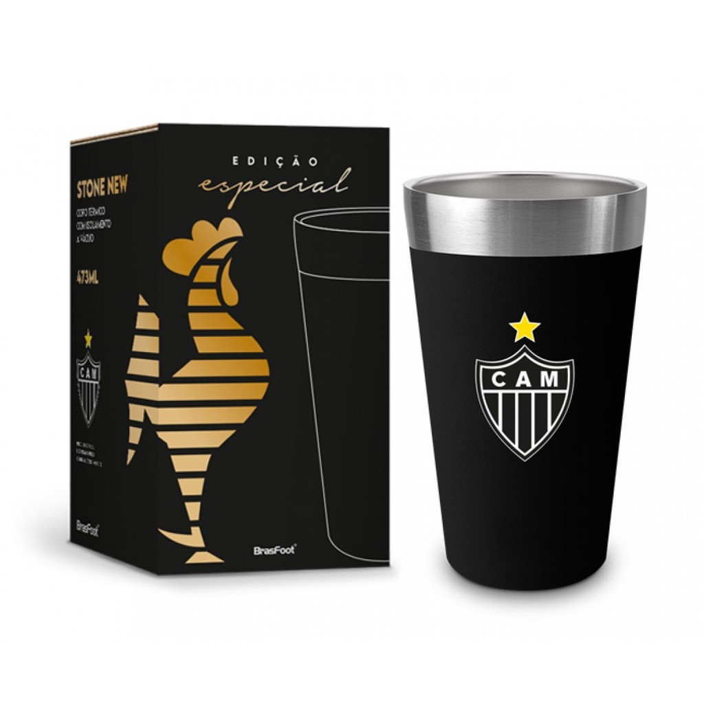 Copo Térmico Parede Dupla 473ml - Atlético Mg / Galo - Oficial - Cerveja e Pesca - Brasfoot