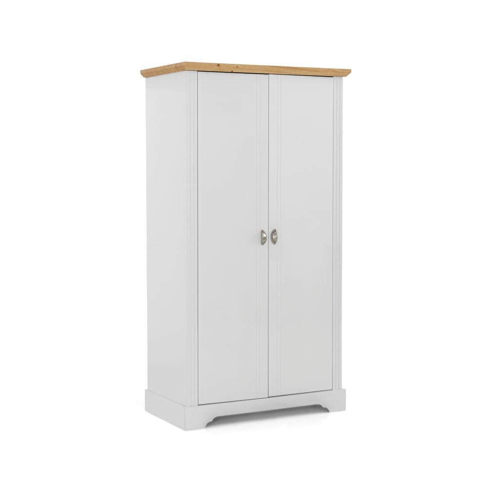 Guarda-Roupa Solteiro Retrô 2 Portas Herval Moscow, Branco Nevada/Pinus