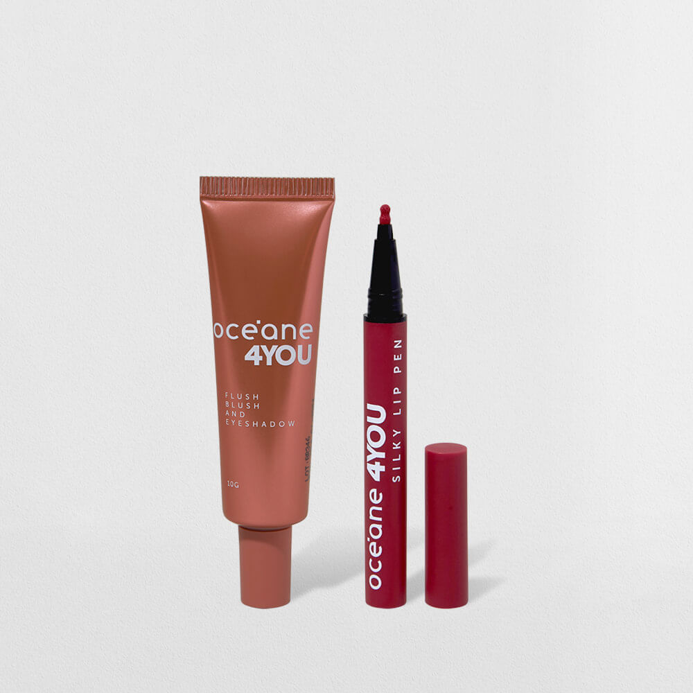 Kit Blush Líquido Coral + Caneta Batom Rosa 4you (2 Produtos)