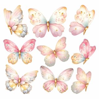 Adesivos de Parede Borboletas Aquarela  Tons Claros |  Quarto Infantil |  Decoração Menina. em Oferta na Shopee
