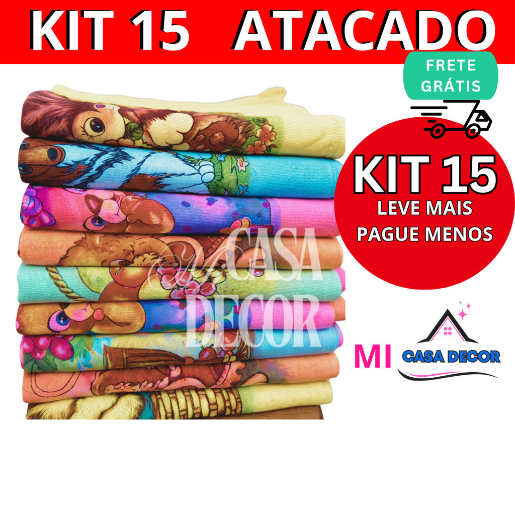 Kit 15 Pano de prato colorido  100% algodão pano de prato estampado em Oferta na Shopee