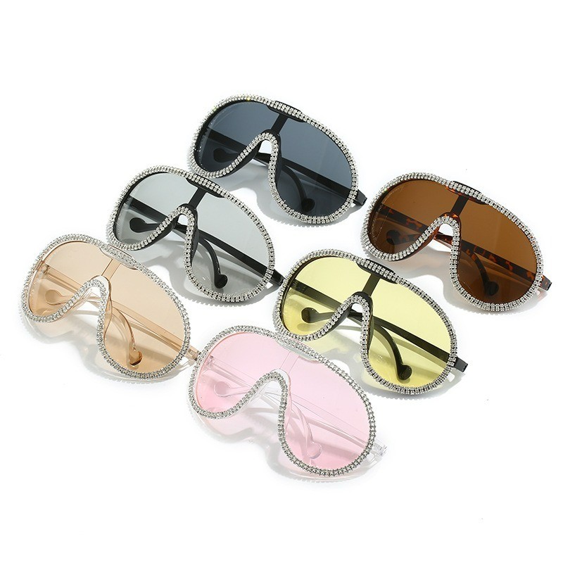 Óculos de Sol Piloto Oversized UV400 para Mulheres e Homens, Óculos de Sol com Strass, Óculos de Sol Femininos para Espo