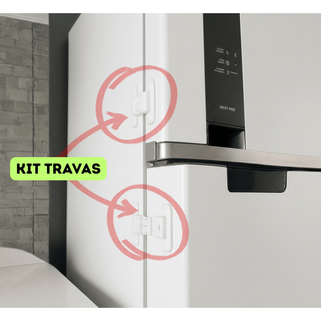Trava de Segurança Para Geladeira Gavetas Multiuso Adesiva Protetor Infantíl Fechadura Porta Armário em Oferta na Shopee
