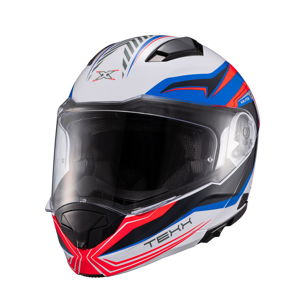 Capacete Moto Texx Kratos Nomade Branco Azul Vermelho em Oferta na Shopee