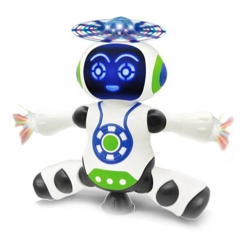 Brinquedo Robô Dança Dançarino Gira 360 Graus Robot Som e Luz Led Música Criança