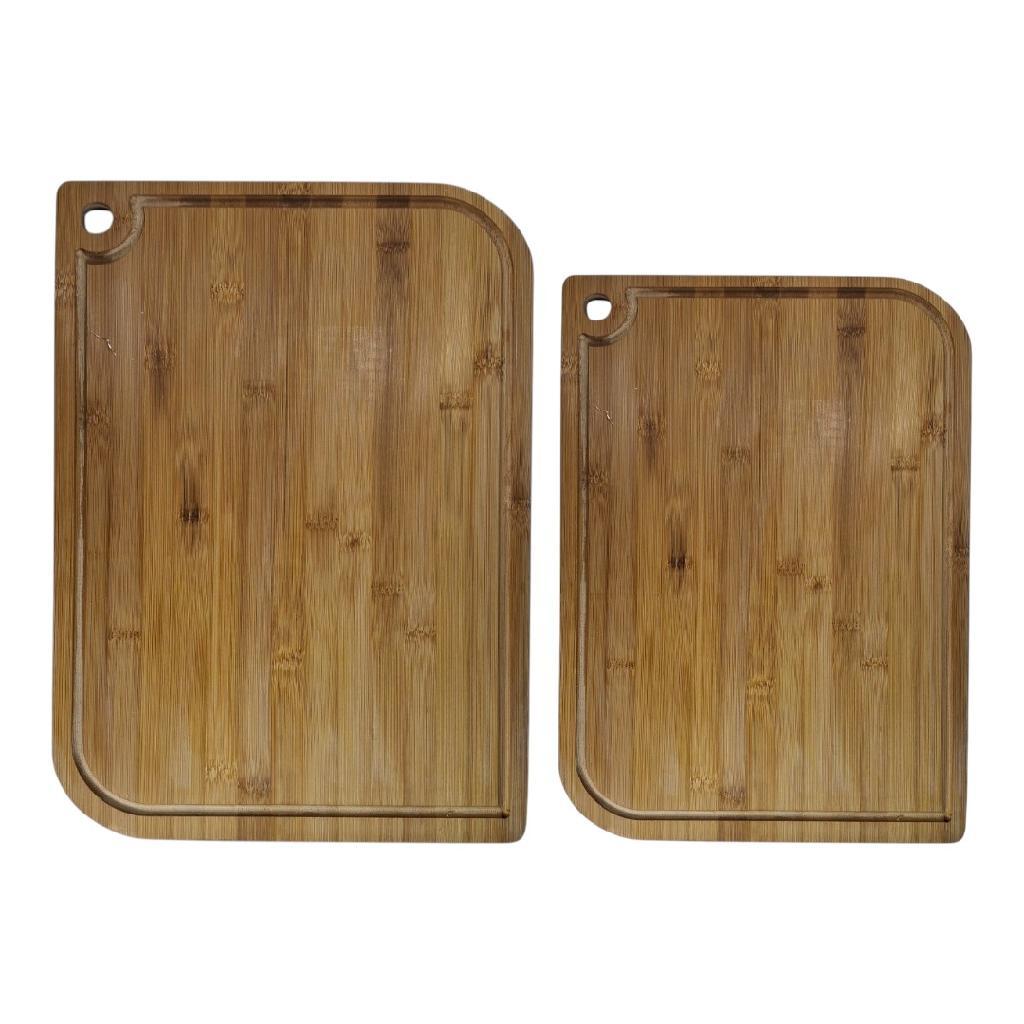 2 Tabuas De Bambu Natural 38cmX27cm e 40cmX29cm Cortar Carne Fruta Pão Legumes Vegetais Restaurante