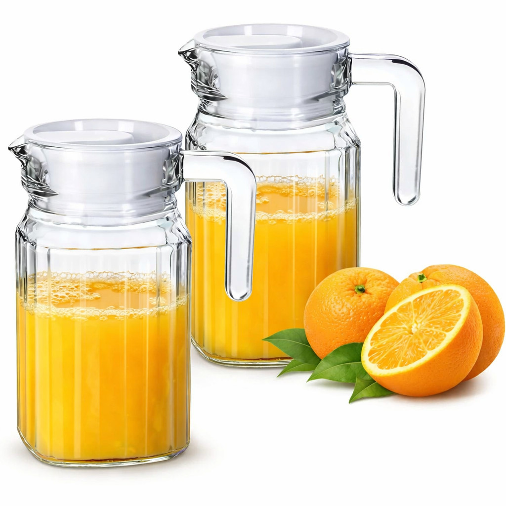 Kit 2 Jarra C/ Tampa 500ml Em vidro Transparente em Oferta na Shopee