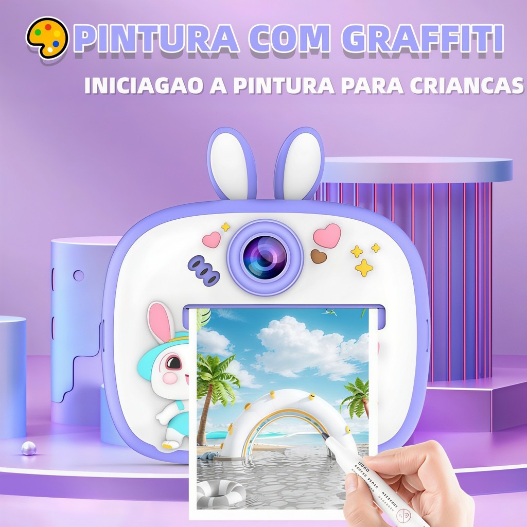 Câmera Digital Infantil com Impressão Instantânea | Mini Impressora Térmica Vídeo Fotografia Toy para Meninos Meninas