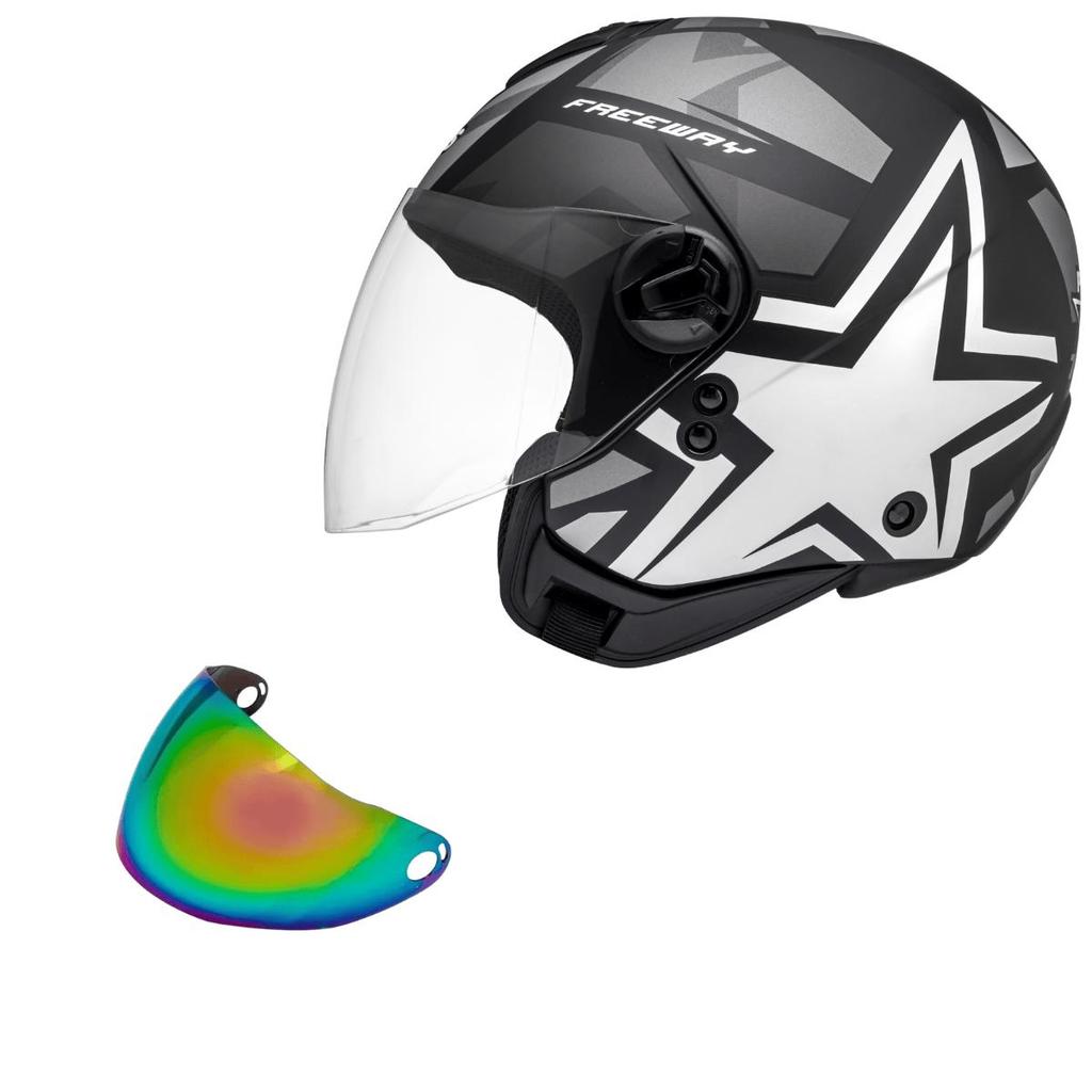 Capacete Aberto Peels Freeway 1 St Preto + Viseira Camaleao