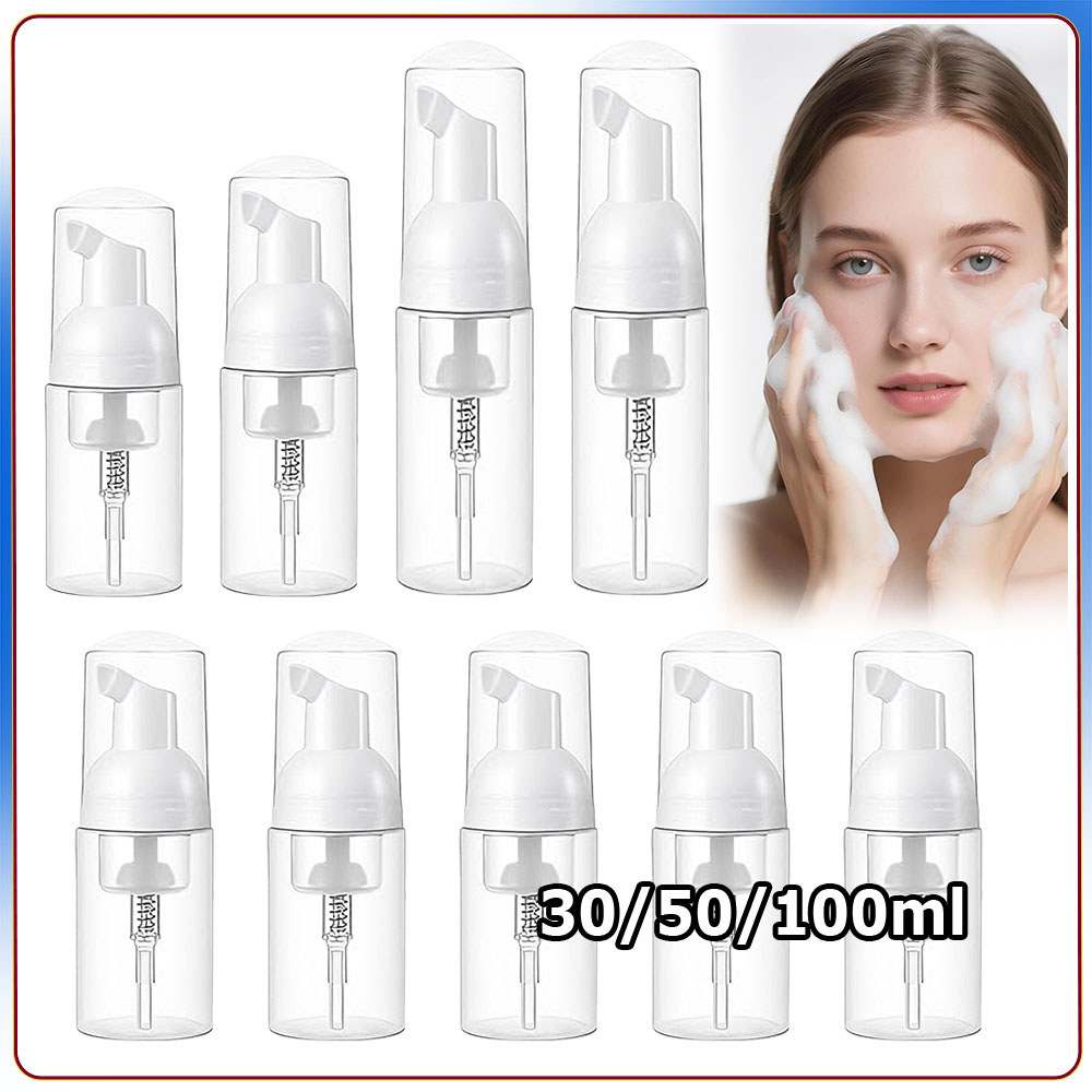 Kit 5 Frascos com bomba de espuma de plástico frascos de espuma recarregáveis adequados para limpeza viagem cosméticos