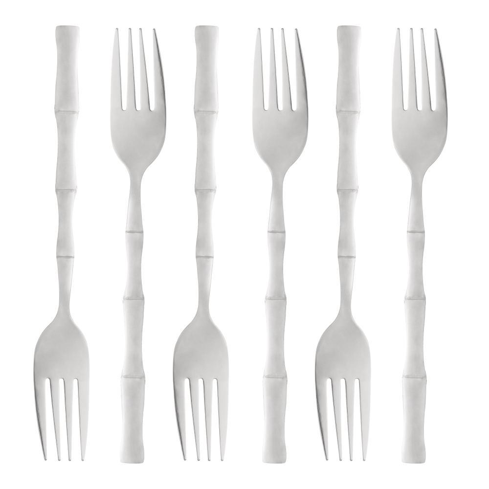 6 Garfos para Mesa Bambu Elegant de Aço Inox - Lyor