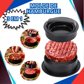 kIT 1/2 Moldes Para Hambúrguer Prensa Forma 5 peças Base Removível Grande e Pequena em Oferta na Shopee