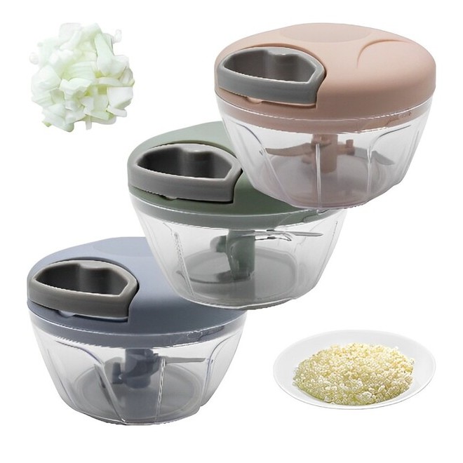 Processador Manual de Alimentos 3 Lâminas Inox Triturador Legumes Temperos Cozinha