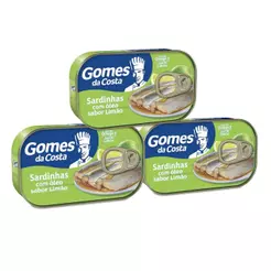 Kit 3 UN - Sardinhas com Óleo Comestível Sabor Limão - 125g - Gomes da Costa