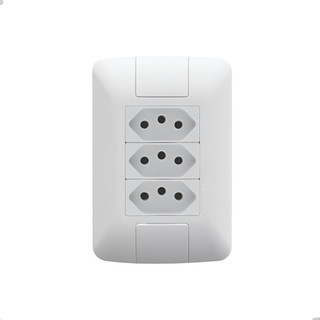 Tomada Tripla 10A Embutir Parede 4X2 Branca Aria Tramontina