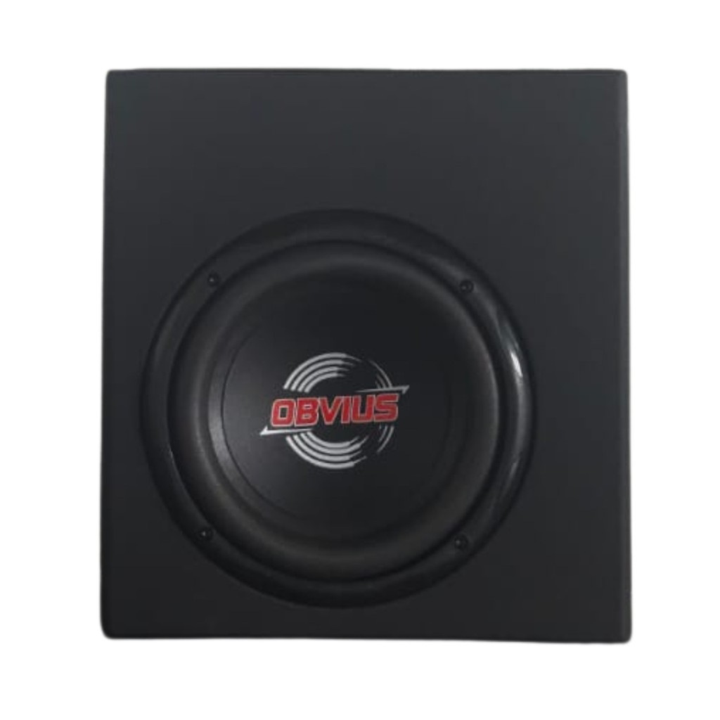 CAIXA AMPLIFICADA MINI SLIM SUBWOOFER 8 POL OBVIUS SOM CARRO