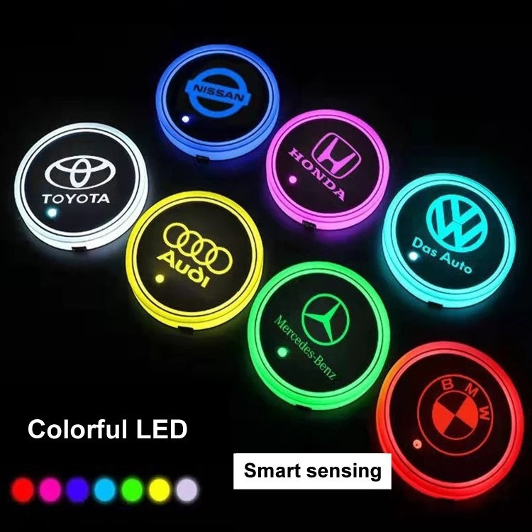 1PC Universal Carro LED Suporte De Copo Tapetes Luz Porta-Copos Do Garrafa Atmosfera Constelação Backlight Lâmpada 7 Cor