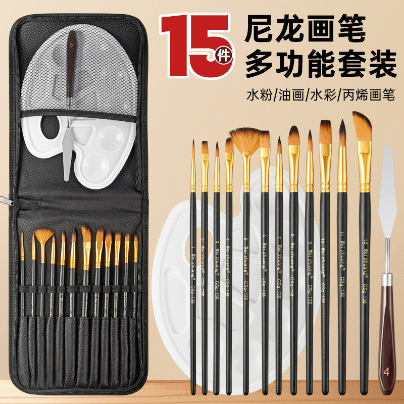 Kit com 6/12 Pincéis artísticos para pintura cerdas macias, aquarela, guache, pintura a óleo, acrílico