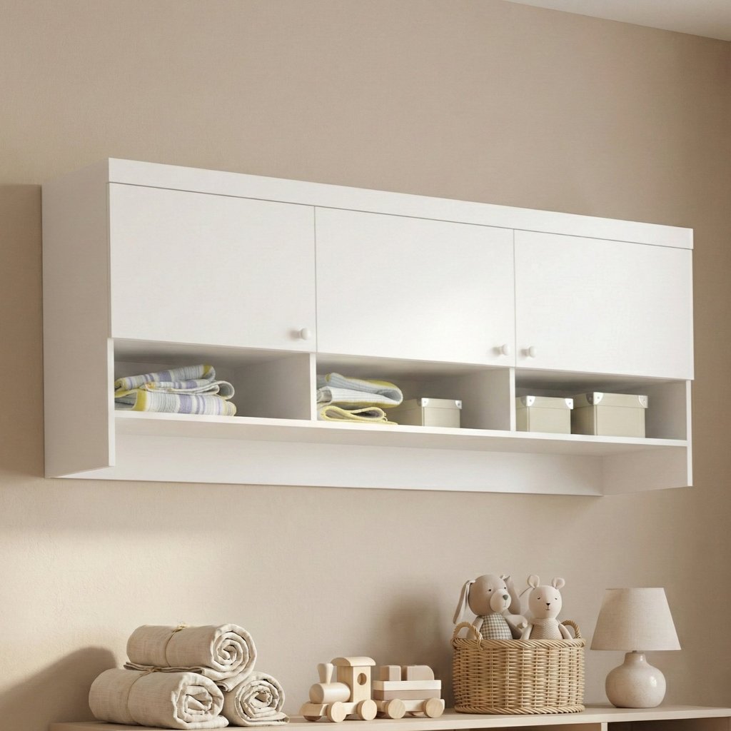 Armário Aéreo 3 Portas em MDF 160cm Eloísa Branco em Oferta na Shopee