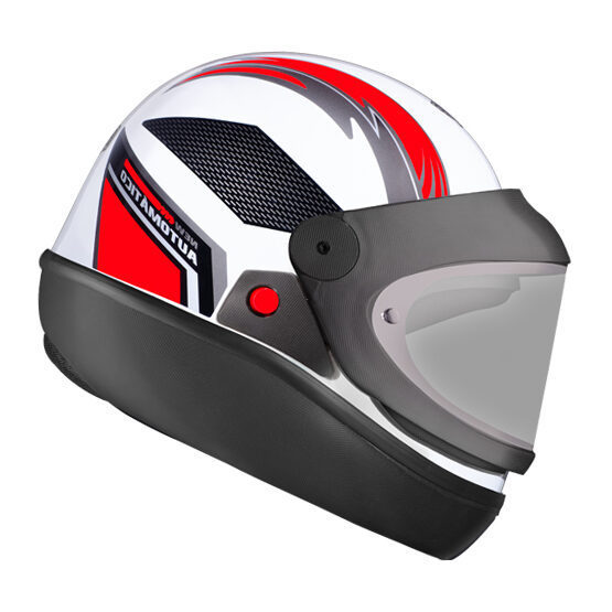 Capacete Moto Automático New Bolt Ebf Viseira Automática Branco Vermelho