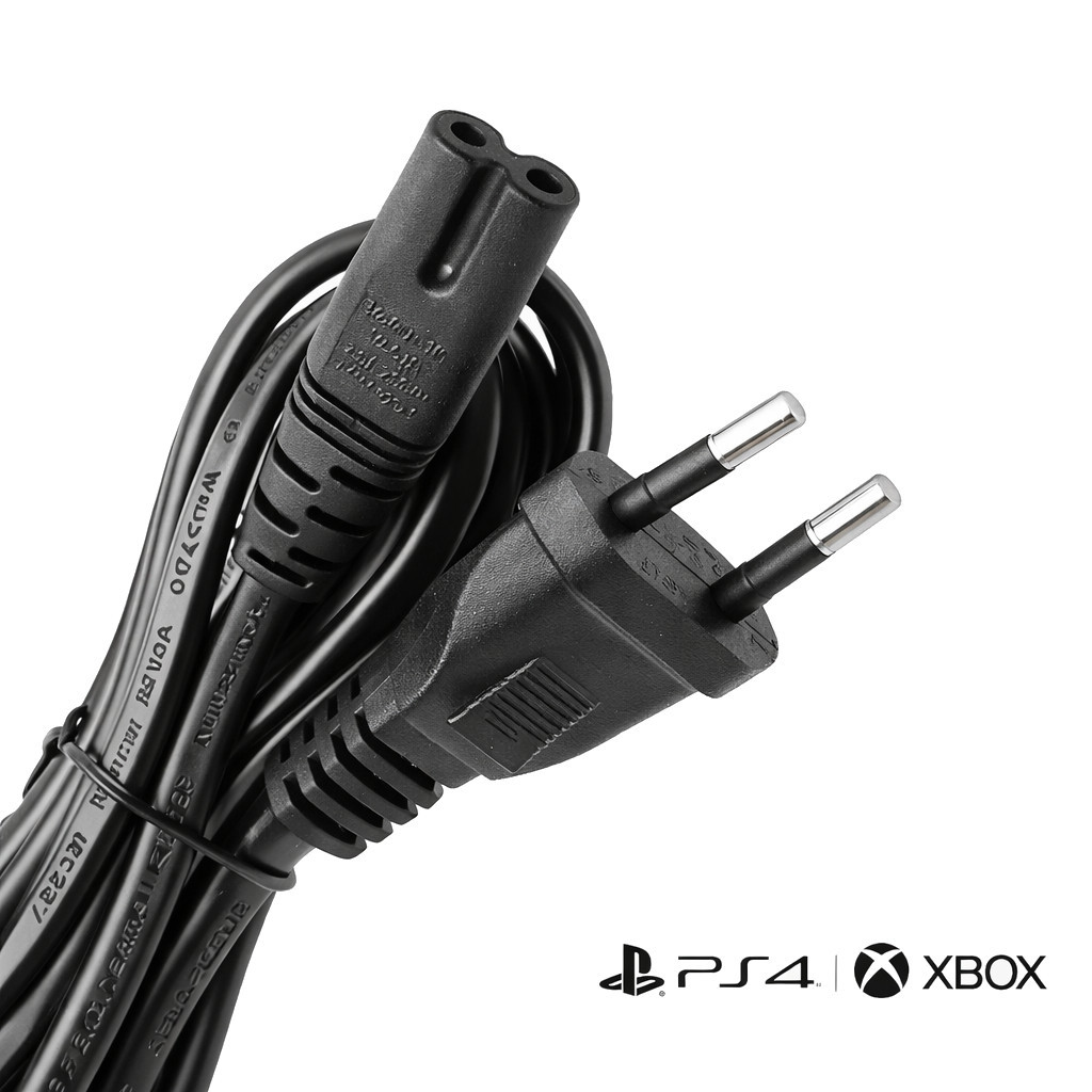 Cabo de Força Bipolar Tipo 8 1,5m Compatível PS4 PS5 Xbox Fonte Bivolt Energia Playstation Play 4 em Oferta na Shopee
