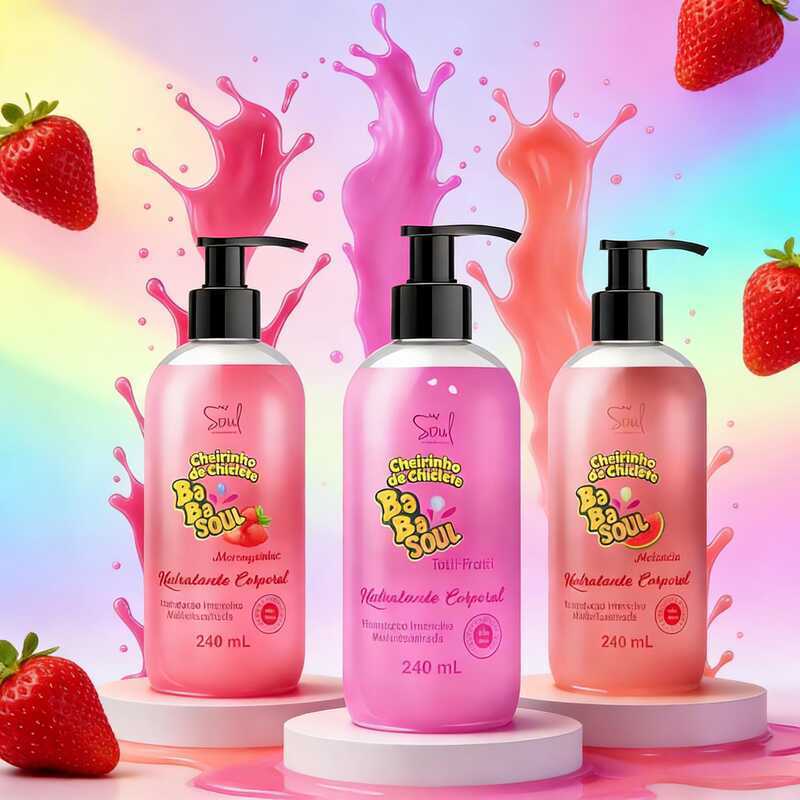 Hidratante Corporal Babasoul Soul 240ml - 3 Opções de Fragrância: Tutti-Frutti, Melancia, Morango.