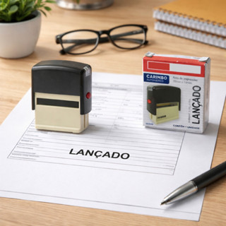 Carimbo Automático Auto-entintado Almofada Embutida Preto "LANÇADO" 34mm x 6mm em Oferta na Shopee