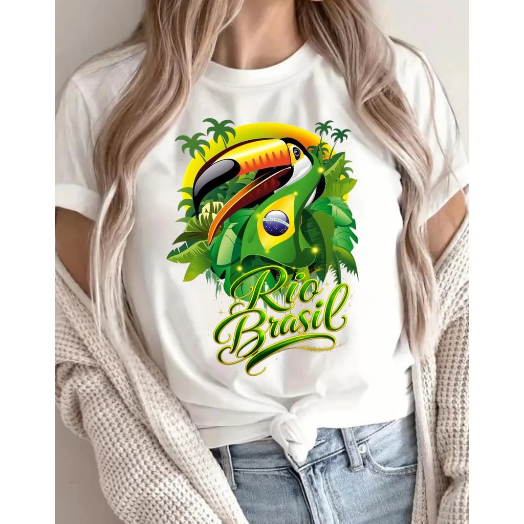 Camiseta Camisa T-shirt 100%Algodão Copa do Mundo Brasil Rio  Tucano
