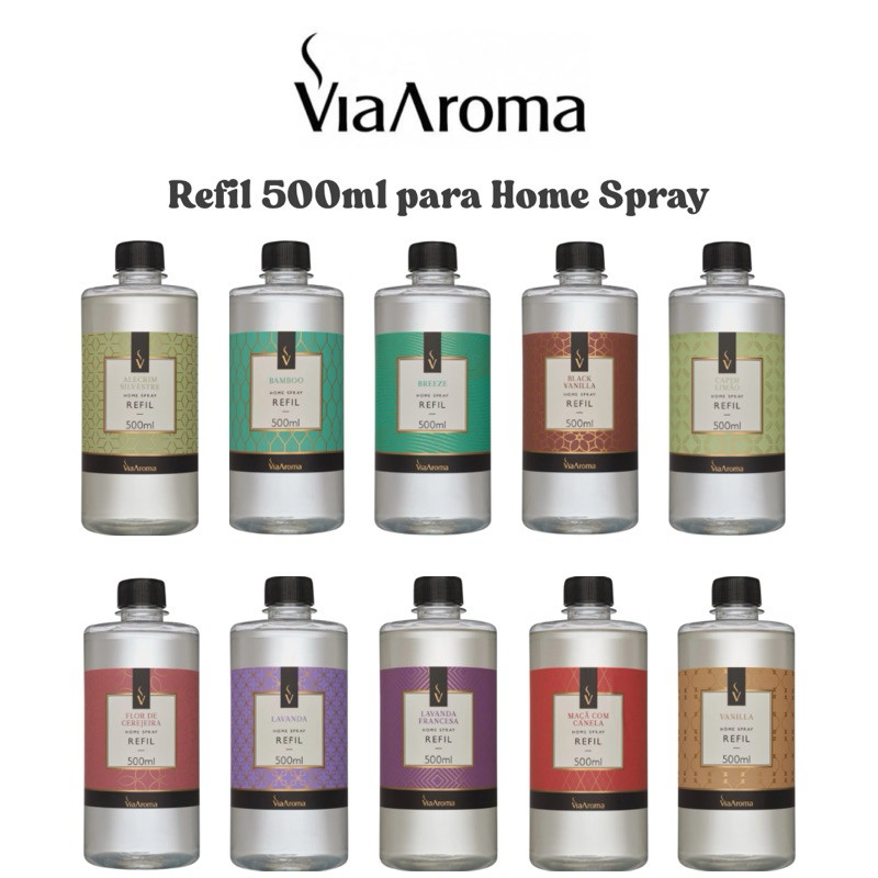 Refil 500ml Via Aroma Home Spray  Ideal para Reposição de Aromas