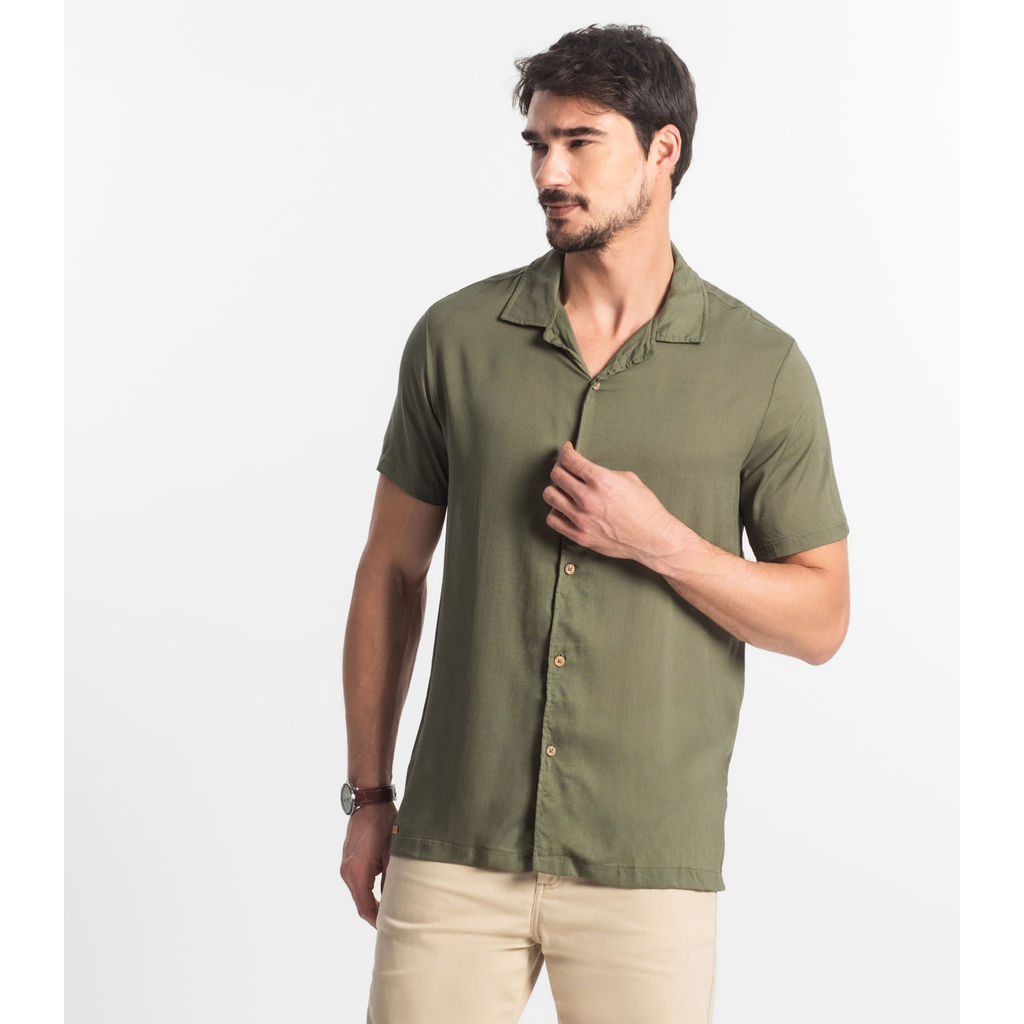 Camisa Masculina Viscolinho Diametro Verde