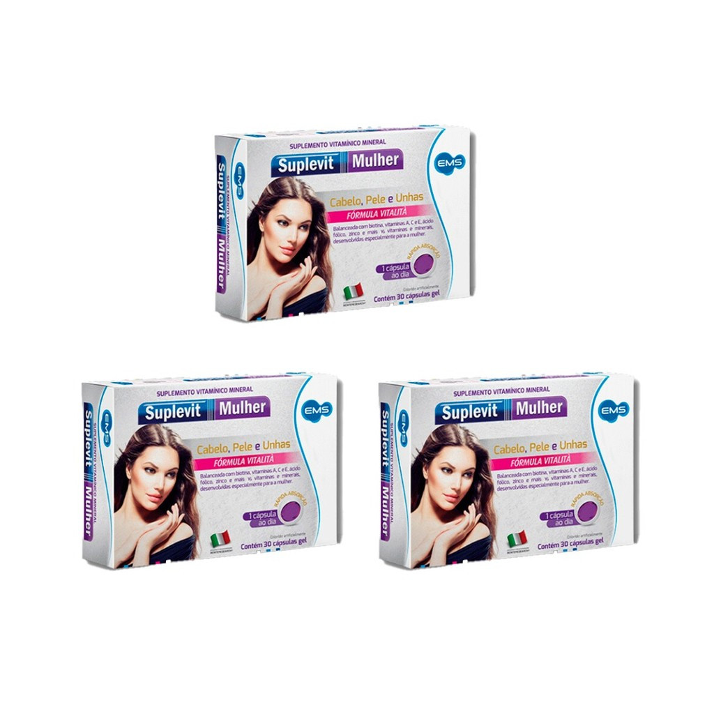 Kit c/3 Polivitamínico Suplevit Mulher 30 Cápsulas