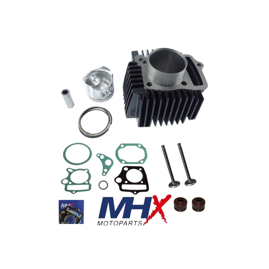 Kit Cilindro motor Biz 100 1998 a 2005 + Kit junta + válvulas Admissão/Escape MHX