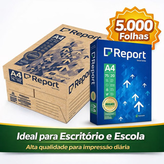 Kit 10 Papel Sulfite Report A4 75g – 5.000 Folhas para Impressão Escritório e Escola em Oferta na Shopee
