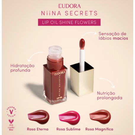 Niina Secrets Lip Oil Shine Flowers em Oferta na Shopee