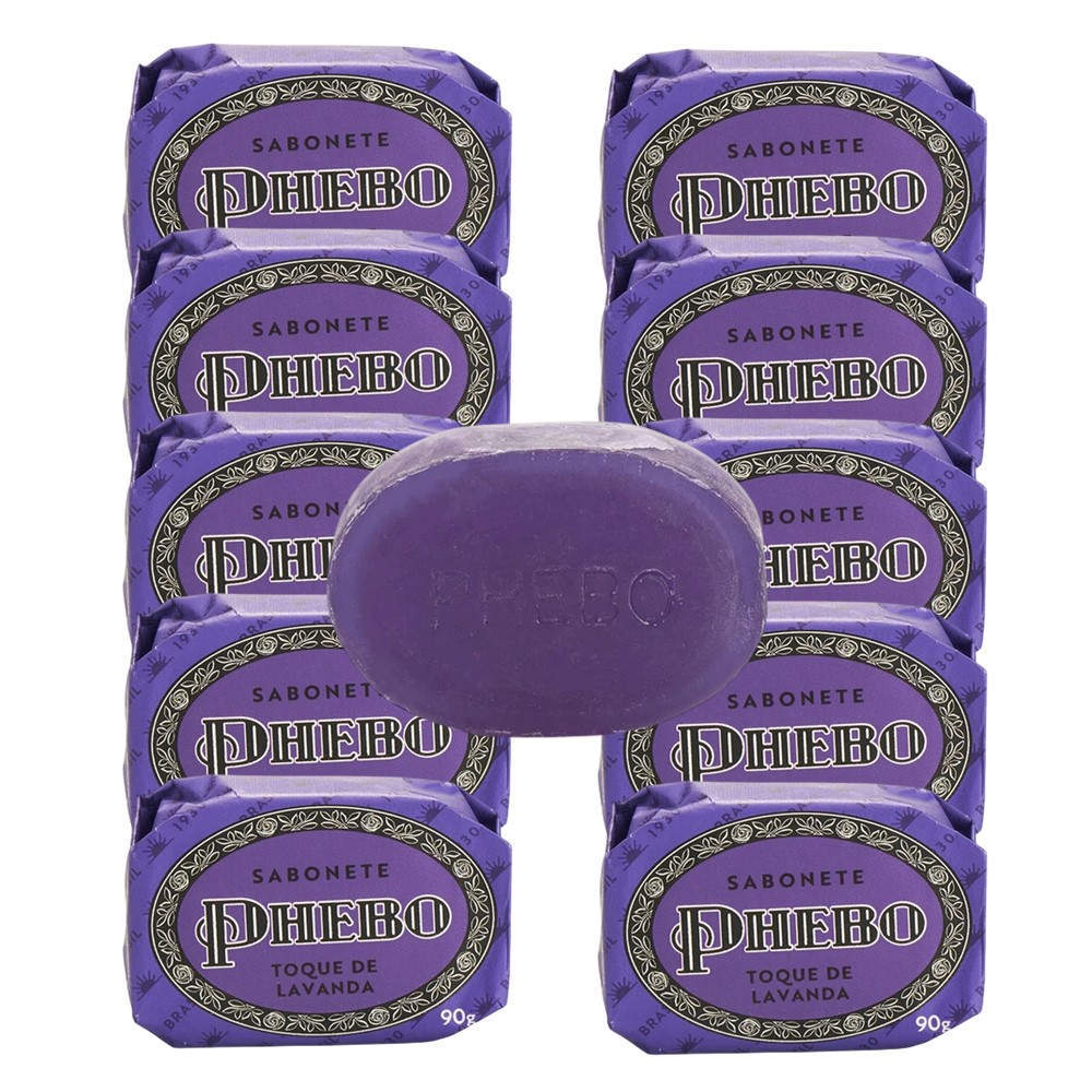 Kit 10 Sabonete Phebo Granado Toque de Lavanda Glicerina Base Vegetal em Barra 90g