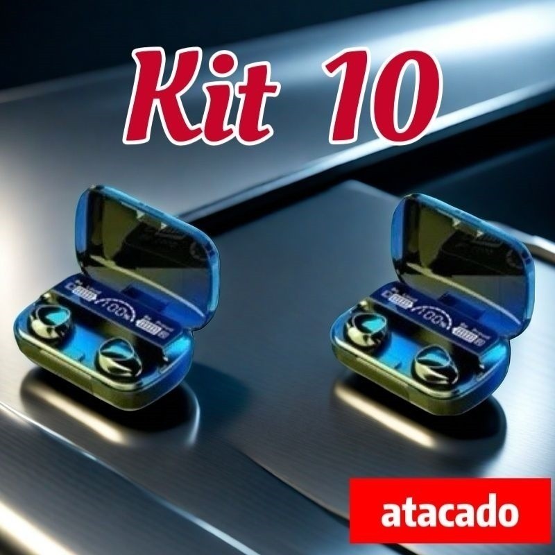 Kit M10 Fones de ouvido  Bluetooth 5.3 sem fio TWS estéreo Com Power Bank carregador