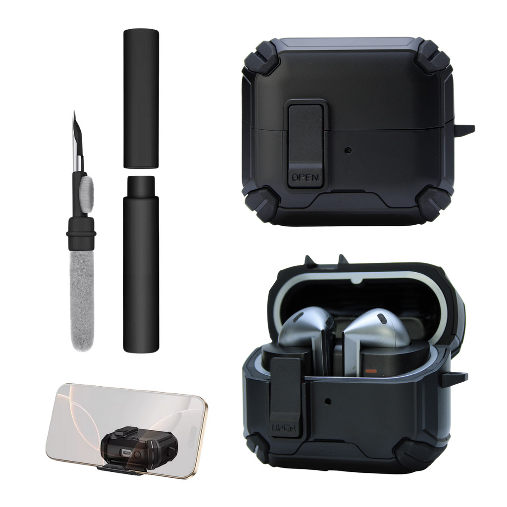 Kit Limpador para Fones e Capa Airtrek Nerdcase para Galaxy Buds 3, Buds Pro 3, 