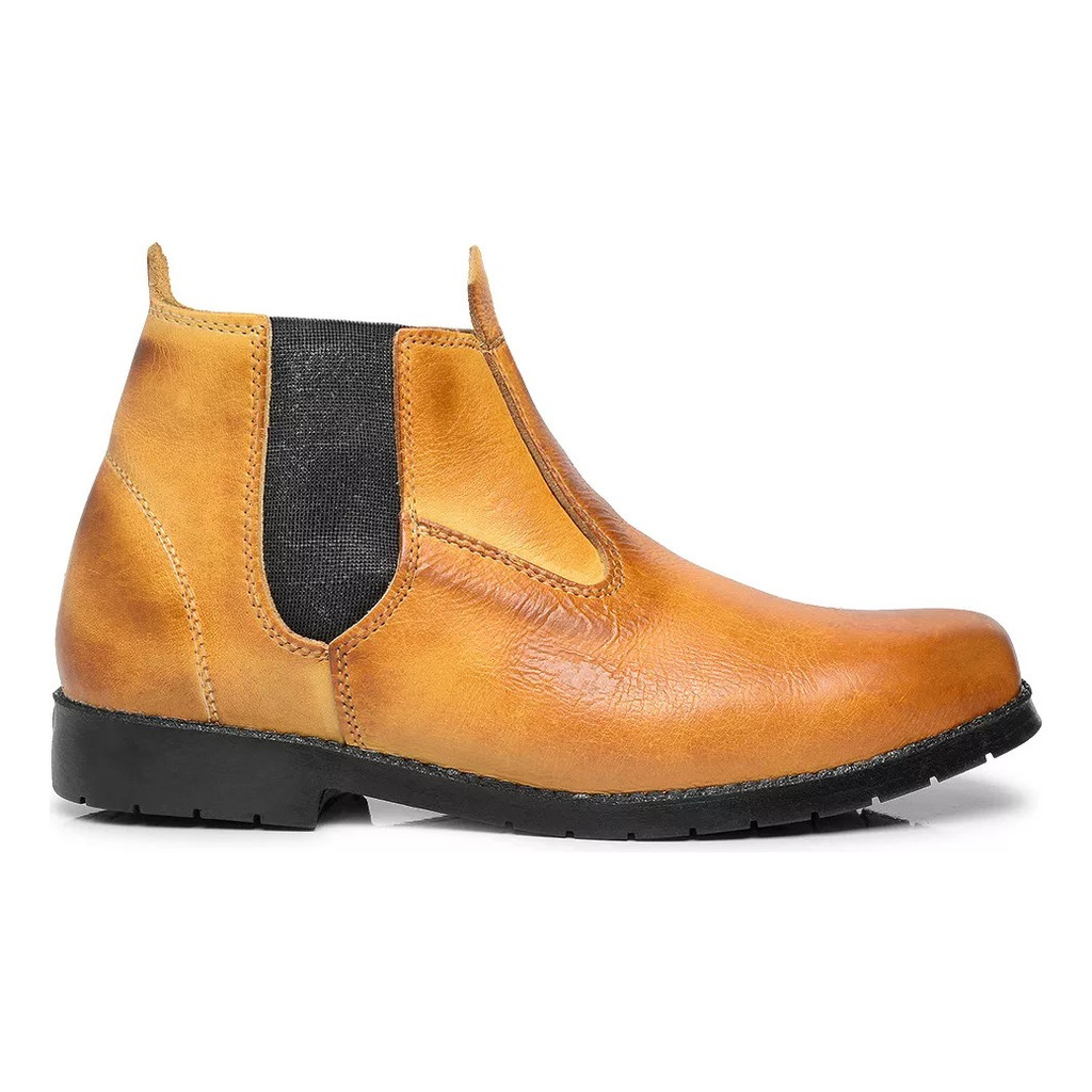 Botina Masculina Solado Pneu Mateira Toda Em Couro Legitimo