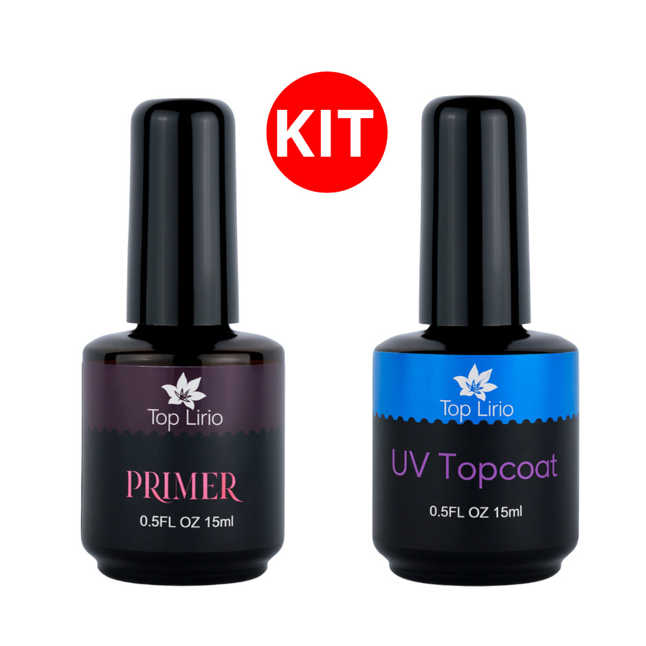 kit top coat e primer gel lirio Primer Lirio Preparadores Alongamento Unha gel fibra Top Coat e PRIMER