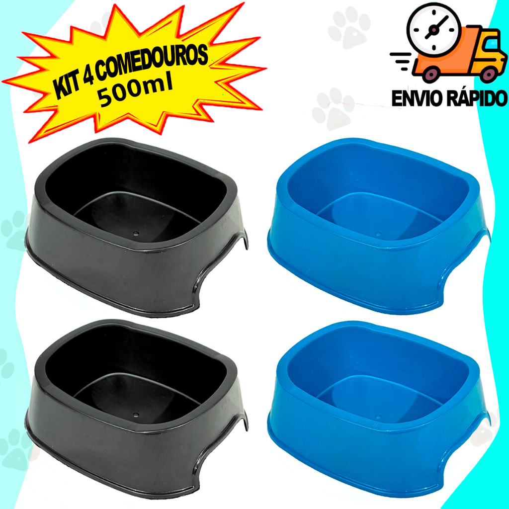 Kit 4 Comedouros Pote de Ração e Água Médio Porte 500ML Comedouro Cachorro Gato · foto 2