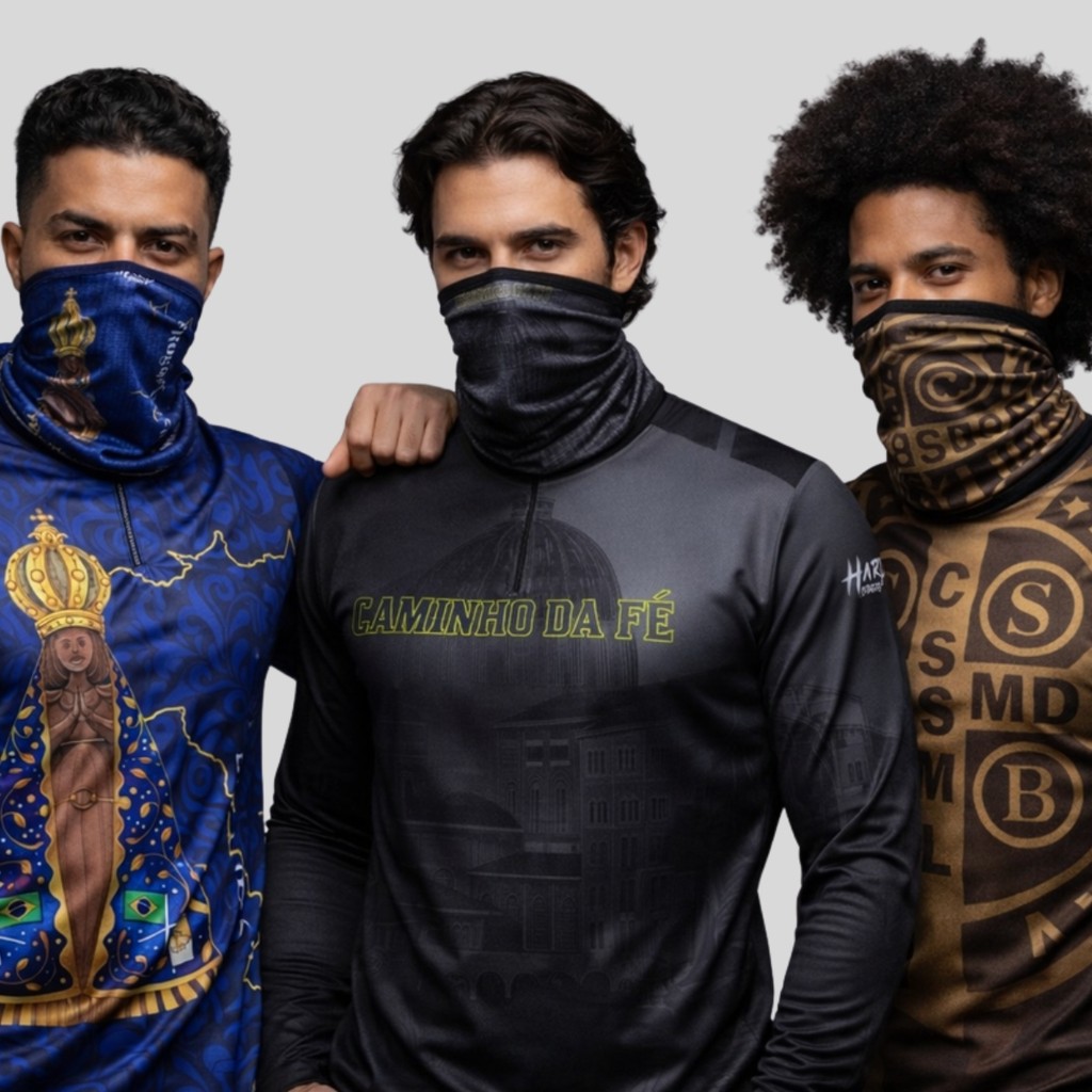 Kit Camiseta + Bandana Padroeira do Brasil com Proteção Solar UV 50+ Tecido Leve e Respirável