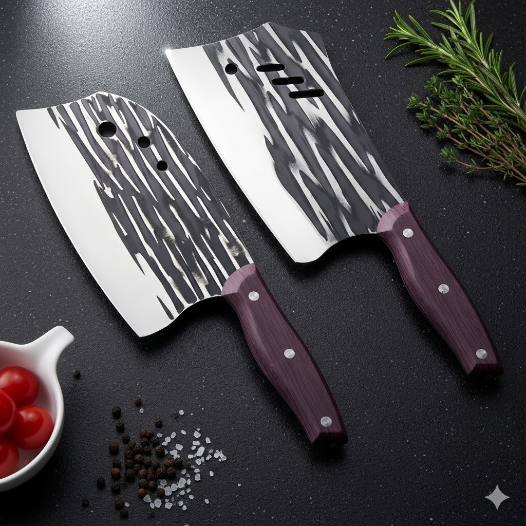 Cutelo 29/30cm (Lâmina 19x8,5cm) — Com Cabo de Madeira | Diversos Acabamentos DKL