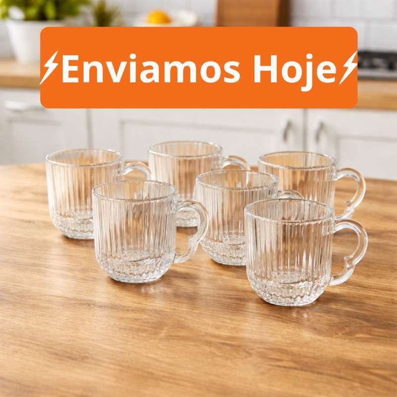 Jogo De Xicara De Luxo Vidro Com Borda Premium 180ml em Oferta na Shopee