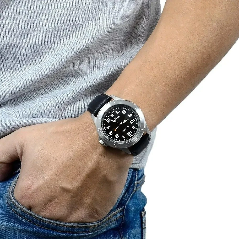 Relogio Orient Masculino Couro Cor Preto - Mbsc1032 G2px