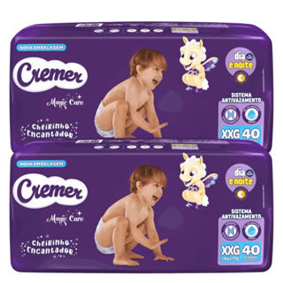 Kit 2 Fraldas Descartáveis Cremer Magic Care Hiper XXG 40 Tiras em Oferta na Shopee