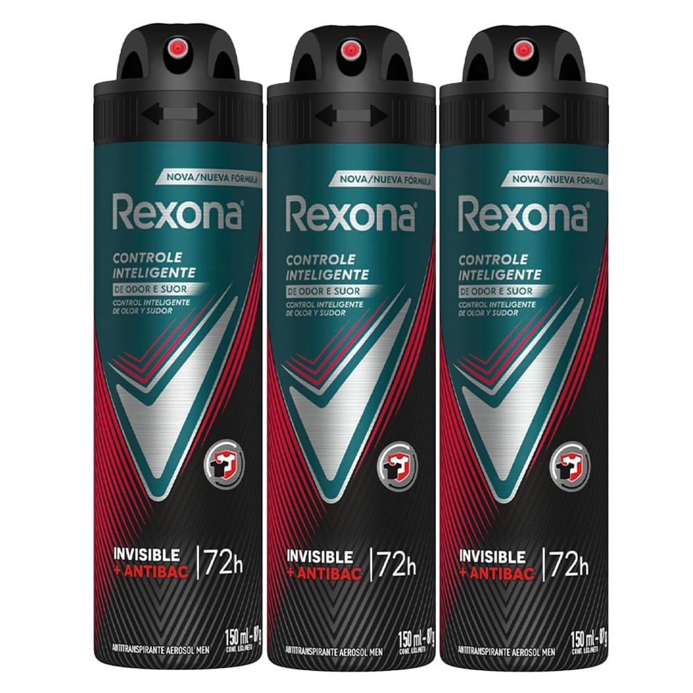 Kit Desodorante Aerosol Rexona Antibacterial+Invisible Men 150ml - 3 Unidades em Oferta na Shopee
