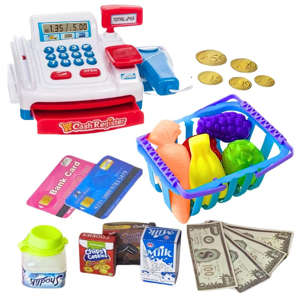 Caixa Registradora Infantil Com Som Luz E 20 Acessórios Completa Mini Mercadinho - Castela em Oferta na Shopee