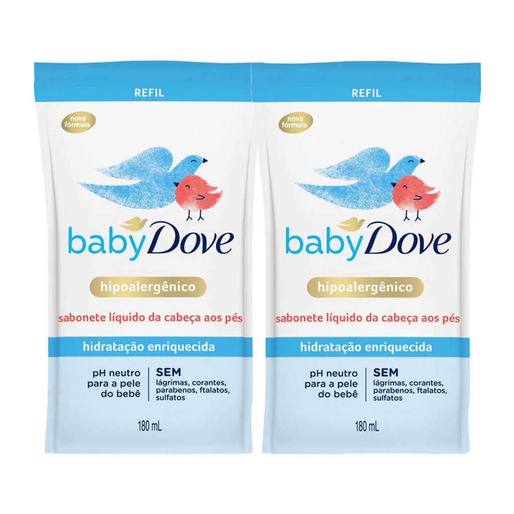 Kit 2 Sabonete Líquido Dove Baby Hidratação Enriquecida Refil 180ml