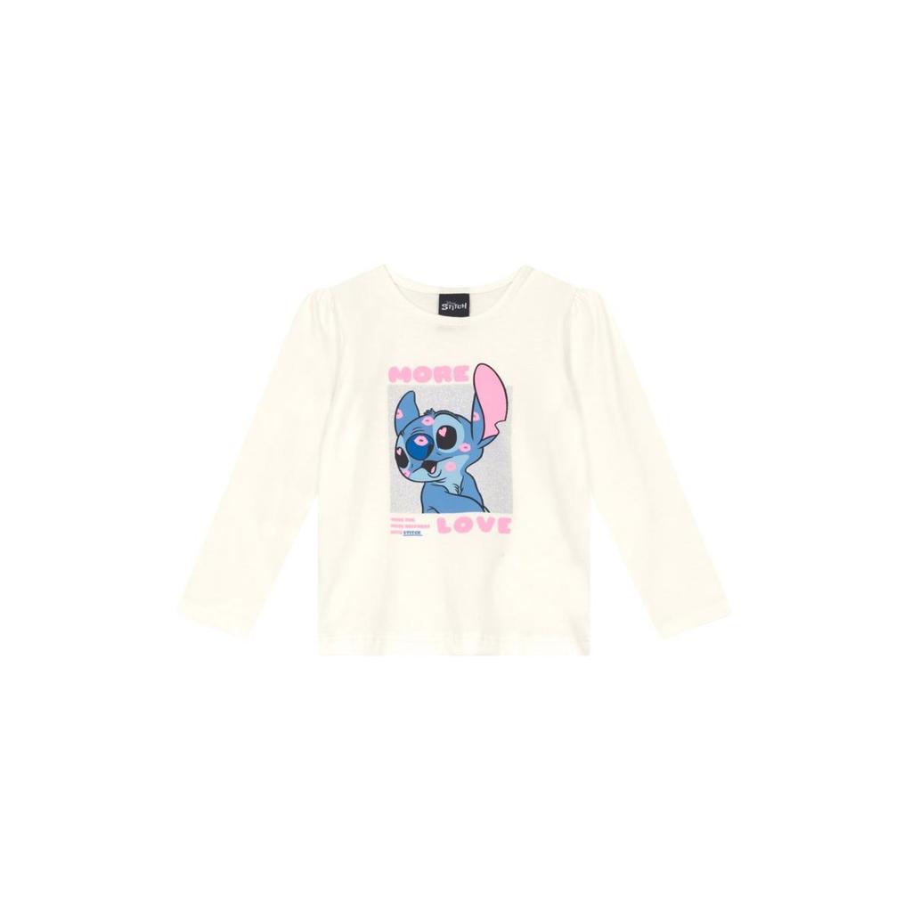 Blusa infantil menina do Stitch com glitter Brandili