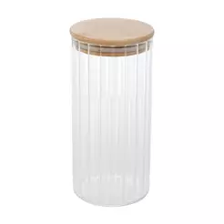 Porta Mantimento 950ml Vidro Borossilicato com Tampa de Bambu Wolff para Grãos Café Açúcar Temperos Biscoitos Organizar